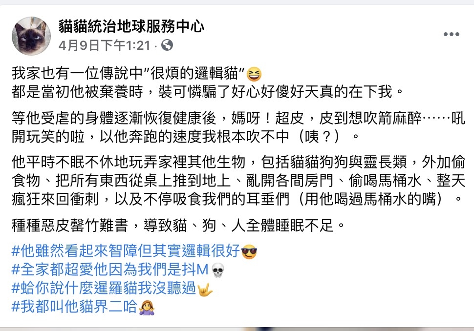 粉專 貓貓統治地球服務中心