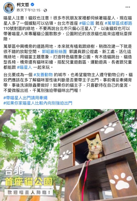 北市首座貓公園正式啟用!