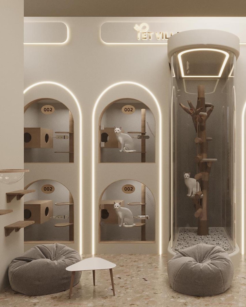 Pet Villa會根據貓貓的大小和數量，安排入住不同主題和尺寸的房間住宿。