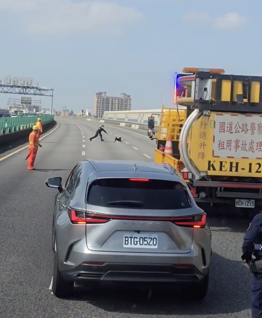 台灣國道2號西向17.3公里處上演了一場驚險又搞笑的追逐戰！