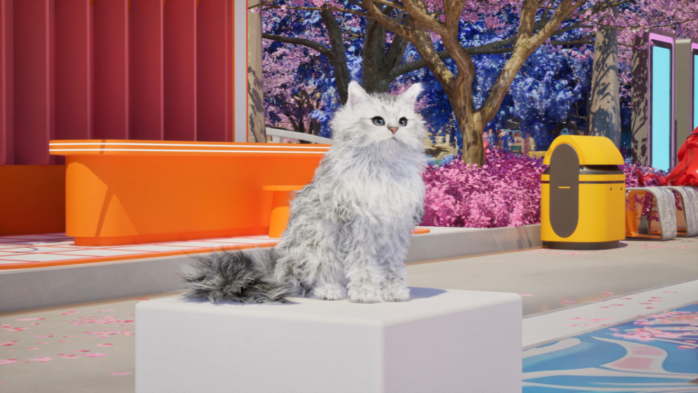 遊戲中貓咪的毛髮隨著不同光線的變化而呈現動態光影效果。