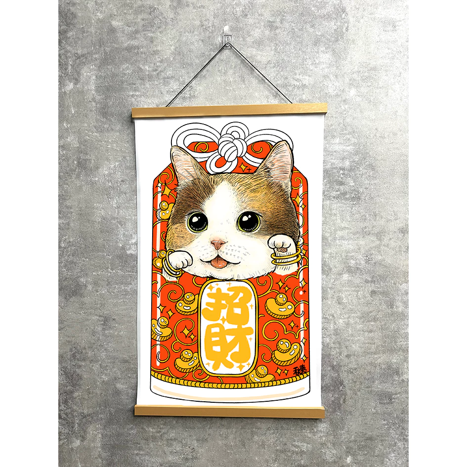 貓咪新年掛畫。