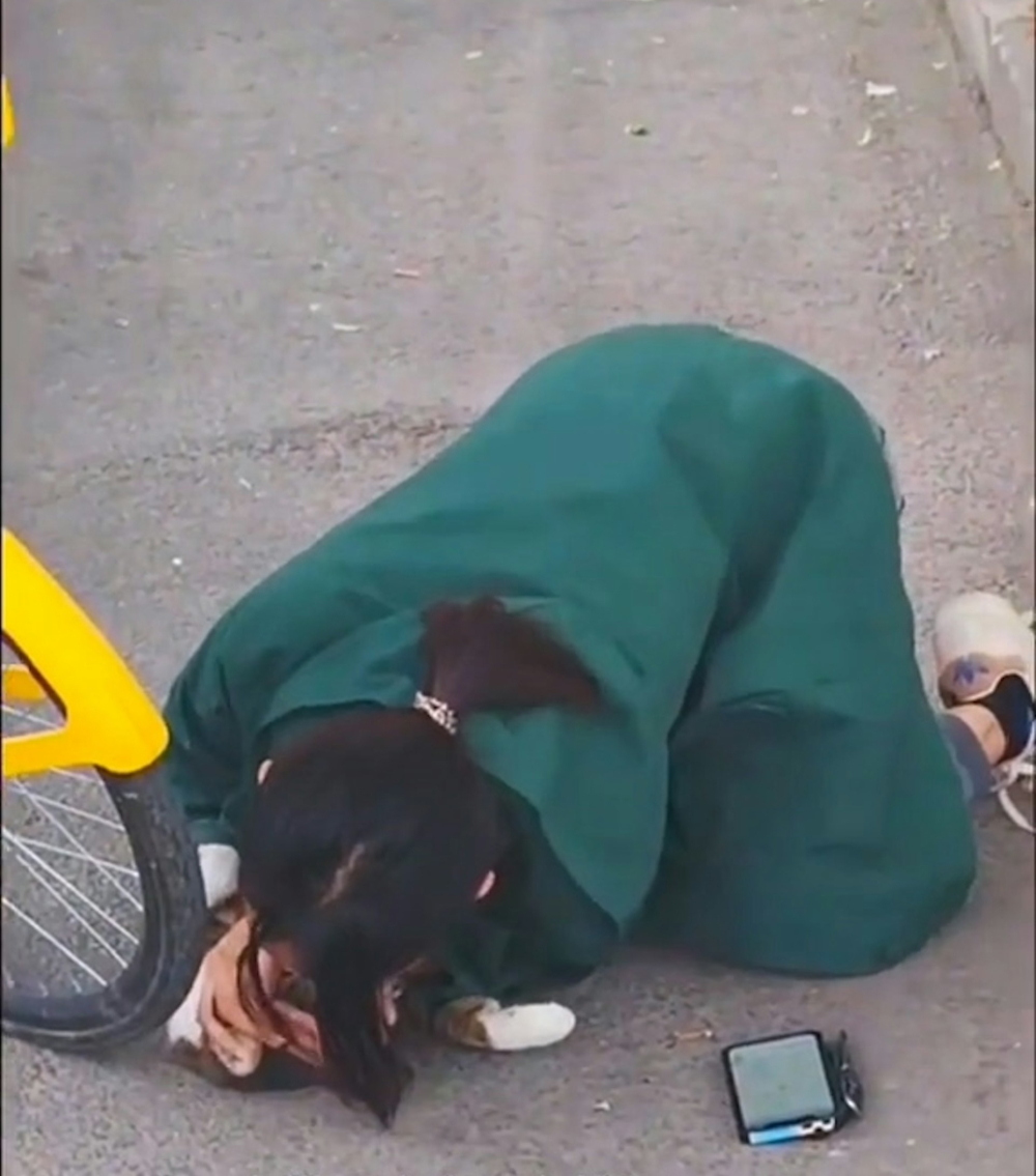 女獸醫為貓咪進行人工呼吸。