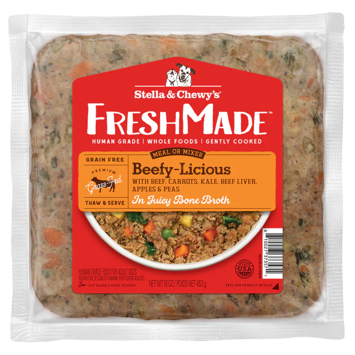 鮮食包有多種口味選擇，配方包括放養雞、火雞、草飼牛、紅肉、海鮮、豬肉＋藜麥。