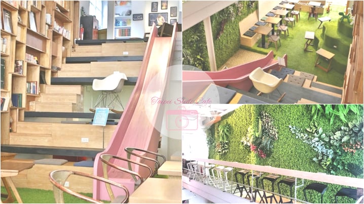 我願意在這耗上一天～台北夢幻粉紅色滑梯咖啡館，童心大爆發啊