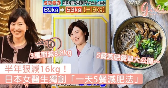 半年狠減16kg！日本女醫生獨創「一天5餐減肥法」，輕鬆激減肥餐單大公開～