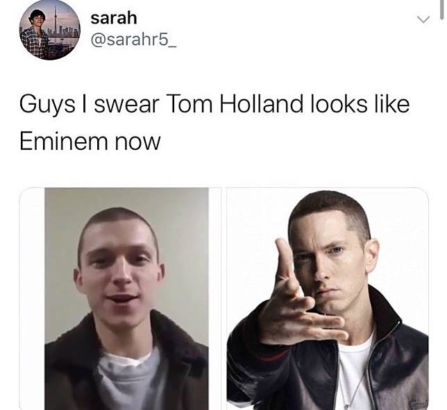 有網民則搞笑附上饒舌歌手Eminem的對比圖