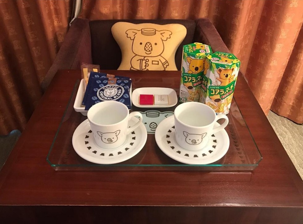 入住樂天熊仔餅的房間都會送上兩盒熊仔餅及印有小熊模樣的咖啡包