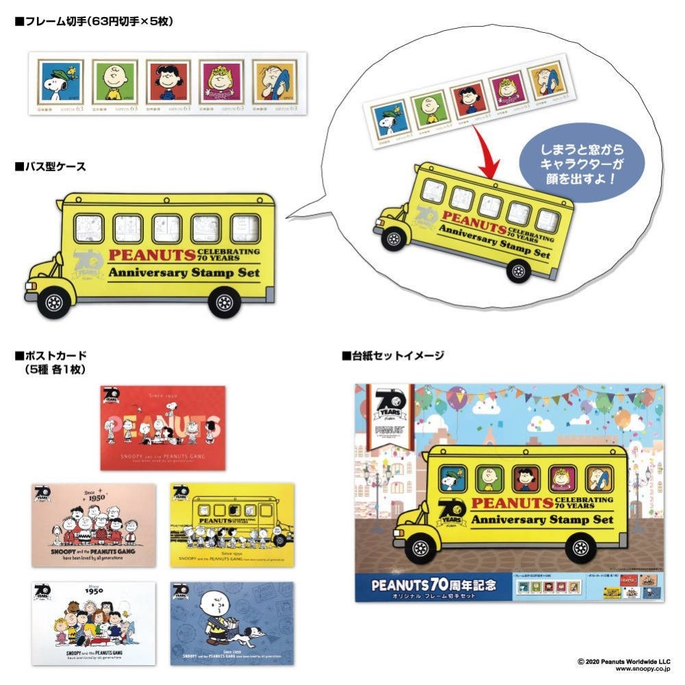 日本郵局不時就會推出特別的限定郵票,這次跟Snoopy合作也推出了五款63円的限定郵票,