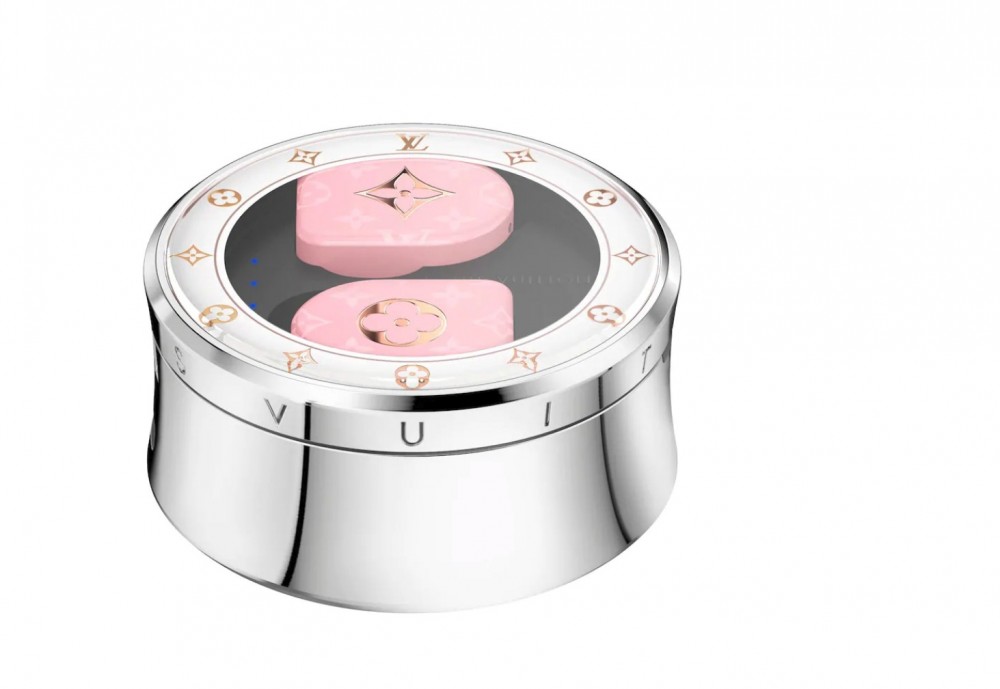 LV粉紅色無線耳機玫瑰金拋光Monogram花卉圖案