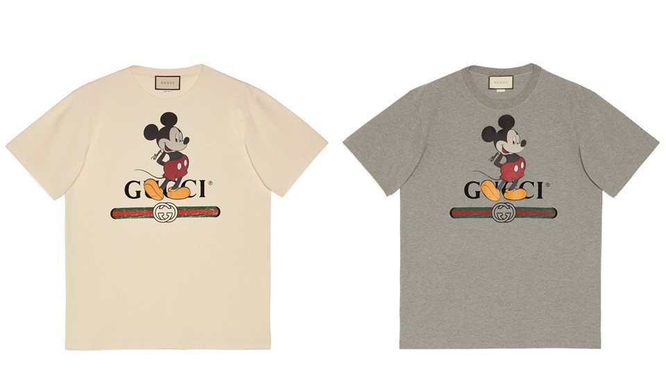 還有米奇T-shirt,正中央印有超大的米奇圖案,而米奇下方則加入了經典的手繪GUCCI LOGO