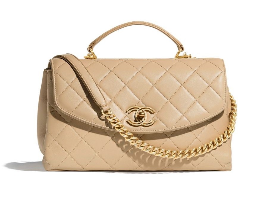 # Chanel Flap Bag with Top Handle Lambskin Beige HK$39,700