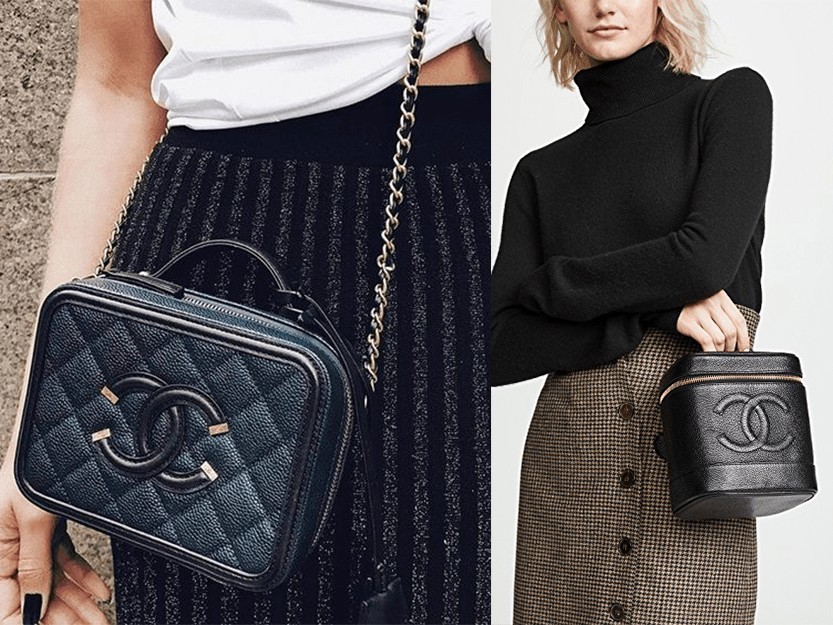 古董版 Vanity Case 以 Chanel 經典的魚子醬荔枝皮革打造