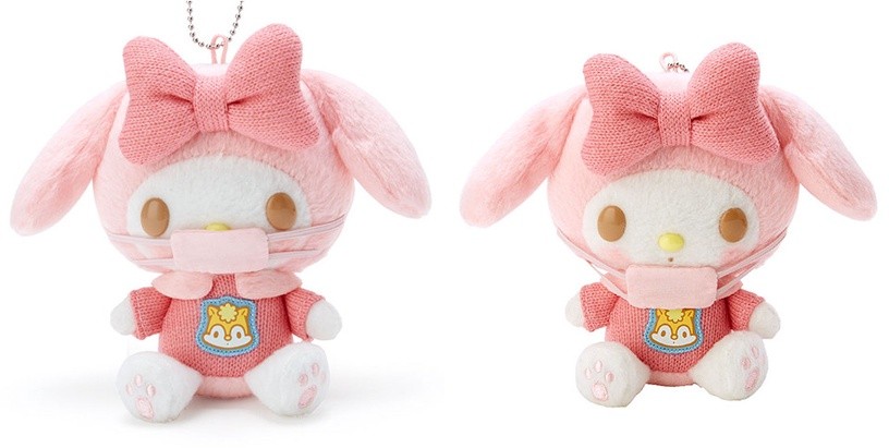 My Melody款最可愛的一款,它同樣戴上了粉紅色的口罩