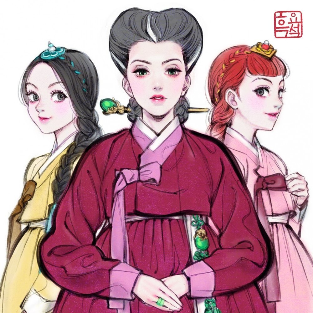 這個韓服版本就多了一份唯美感,不過從表情仍能畫出她們的壞心眼。