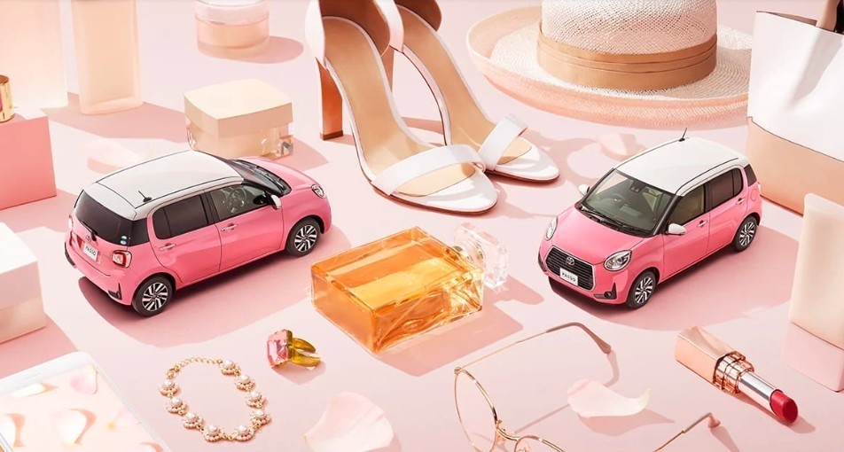 Toyota粉紅色Passo汽車登場!白色車頂+玫瑰金邊框超夢幻