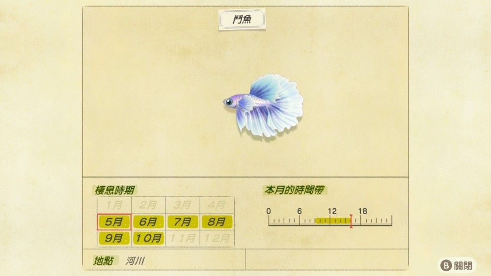 動物森友會　5月魚類