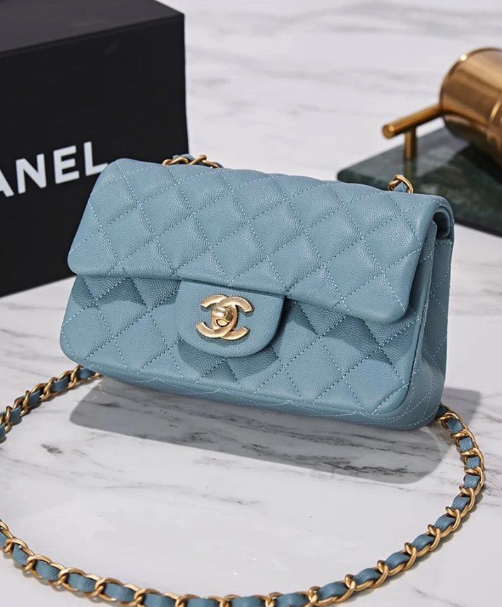 CHANEL Classic Handbag Blue Flap Bag藍色