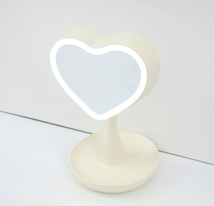 韓國10×10「粉嫩愛心LED化妝鏡」