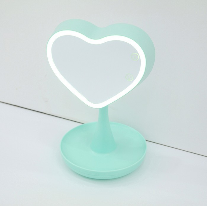 韓國10×10「粉嫩愛心LED化妝鏡」