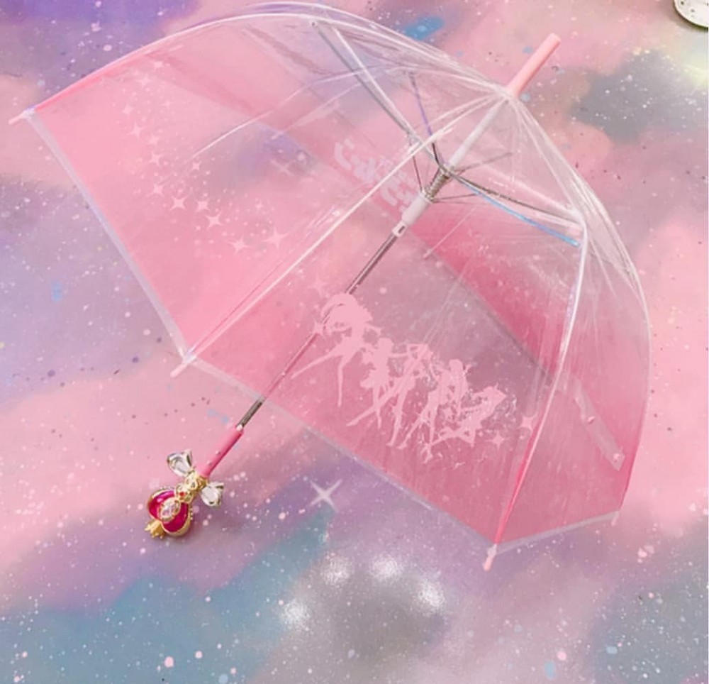 韓國gmarket《美少女戰士》變身杖雨傘 夢幻LED發光效果透明漸層傘