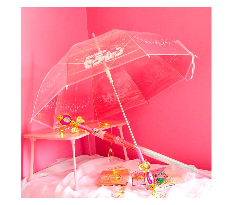 韓國gmarket《美少女戰士》變身杖雨傘 夢幻LED發光效果透明漸層傘