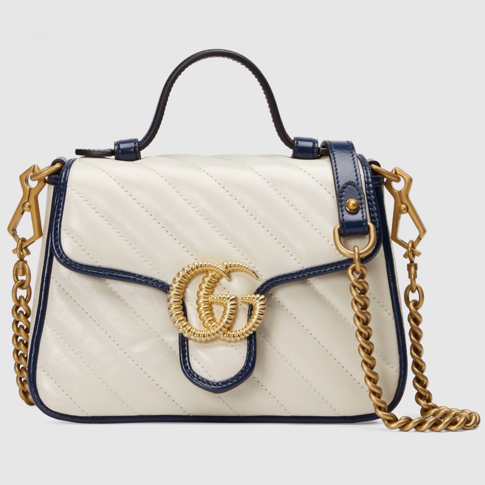 Gucci手袋2020升值款奶油白x經典藍