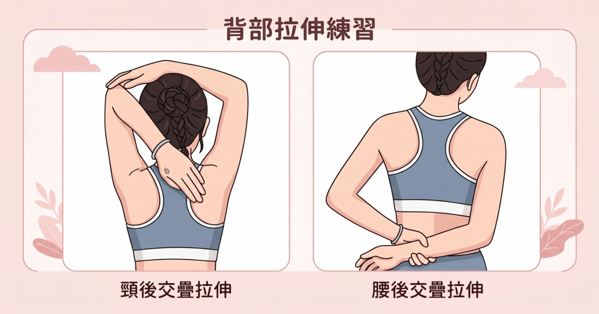 切記做這個動作的時候，背部及腰部都不可以彎曲，這樣才有效改善肩頸緊繃的問題。