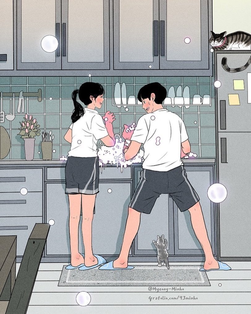 【愛情故事】韓國插畫繪「夢想中的婚後生活」