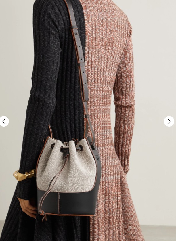 LOEWE Balloon small embroidered canvas and leather bucket bag HK$18,600