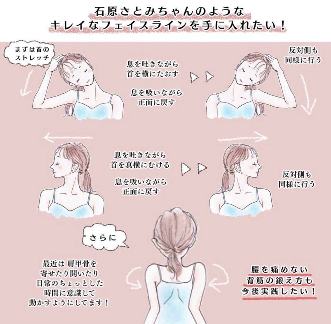 第四個動作,就是平常的拉頸動作,做舒緩效果。首先把人站直,然後用手把頭側向一邊,拉對面的頸部。然後換邊。接著,就是把頭左右擰,用頸部用力。最後就是背部的拉伸,用背部的力把膊頭向後拗,頭部保持伸直。