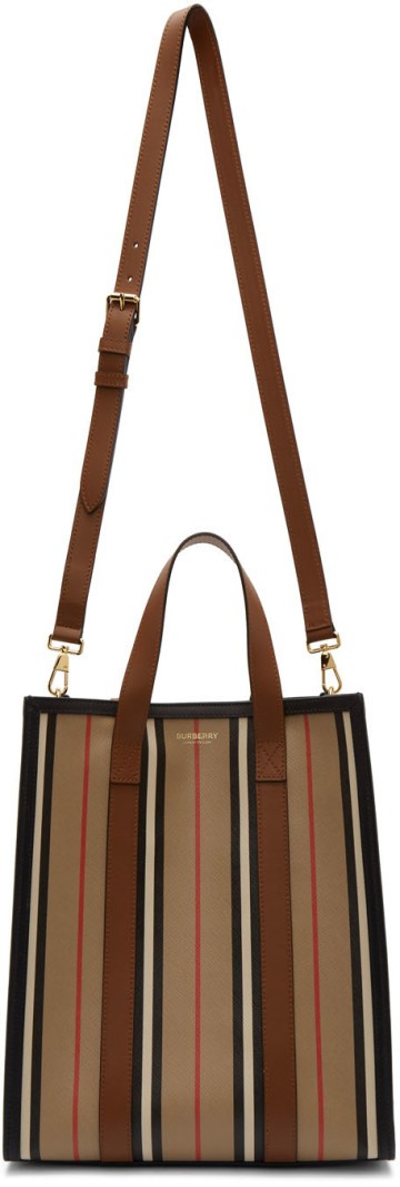 Burberry Beige & Multicolor Small Striped Canvas Tote HKD$5780【