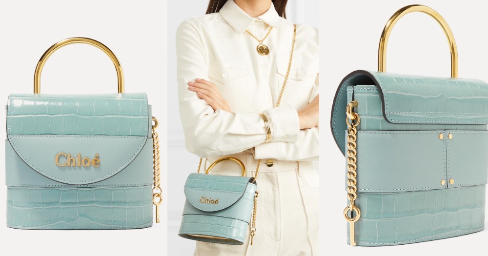 CHLOÉ Aby Lock small croc-effect leather shoulder bag HK$5,481