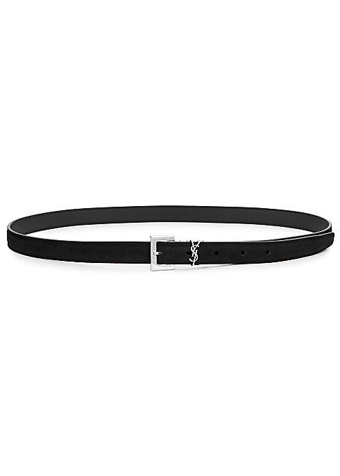 SAINT LAURENT Black logo suede belt HK$2,030