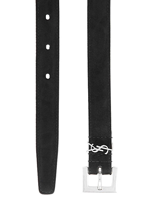 SAINT LAURENT Black logo suede belt HK$2,030