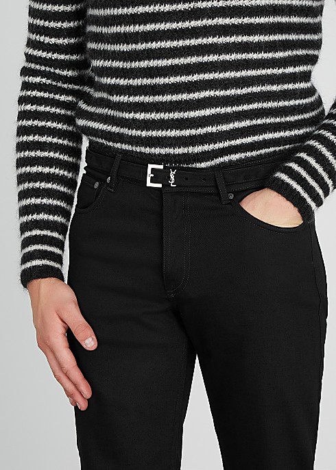 SAINT LAURENT Black logo suede belt HK$2,030