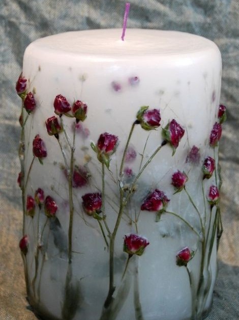 乾花蠟燭-不同色系的乾花可以營造不同的感覺,黃色或紅色的花朵看起來超溫馨的~