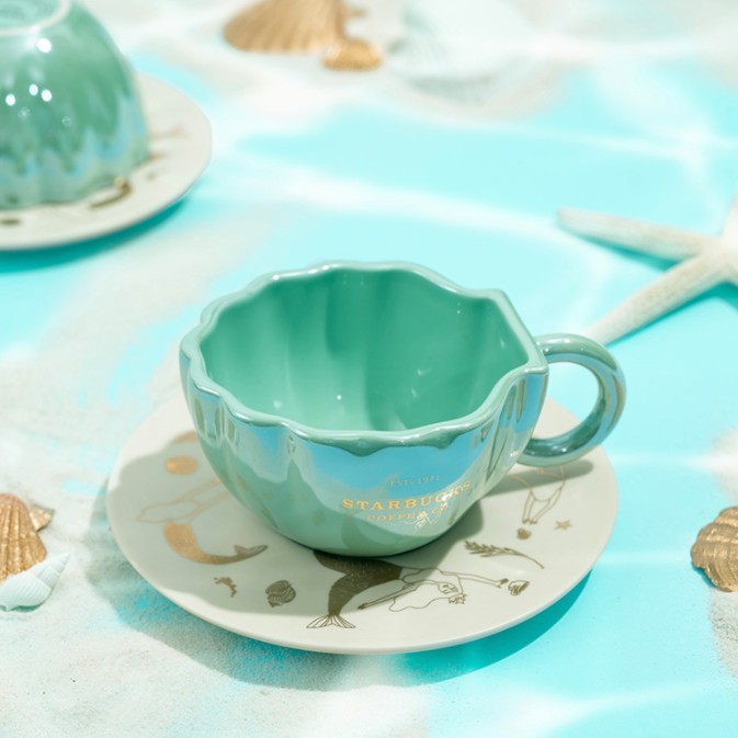 台灣Starbucks「夢幻人魚系列」,貝殼金馬克杯、湖水藍魚尾水瓶超靚!