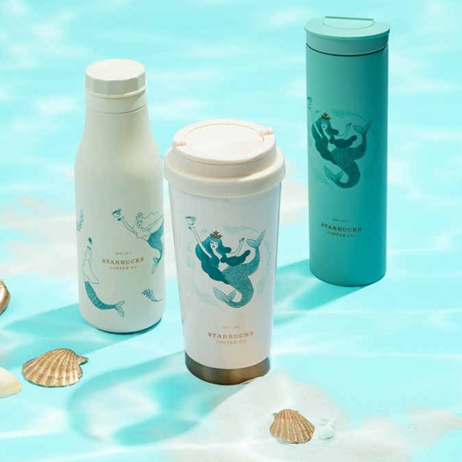 台灣Starbucks「夢幻人魚系列」,貝殼金馬克杯、湖水藍魚尾水瓶超靚!