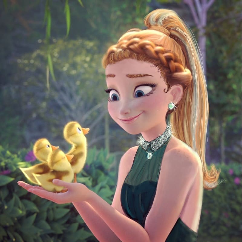 迪士尼公主現代造型插畫Yudelmis 貝兒/Elsa/小魚仙換上現代妝容穿搭