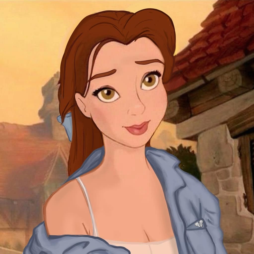 迪士尼公主現代造型插畫Yudelmis 貝兒/Elsa/小魚仙換上現代妝容穿搭