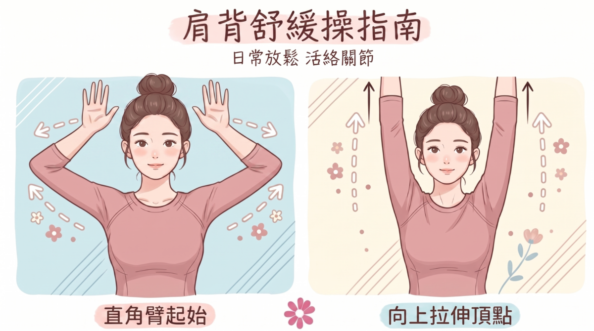 這個拉伸手臂的動作可以鍛煉到手臂、肩頸、斜方肌等，而且也有助改善高低肩問題，效果超明顯的！
