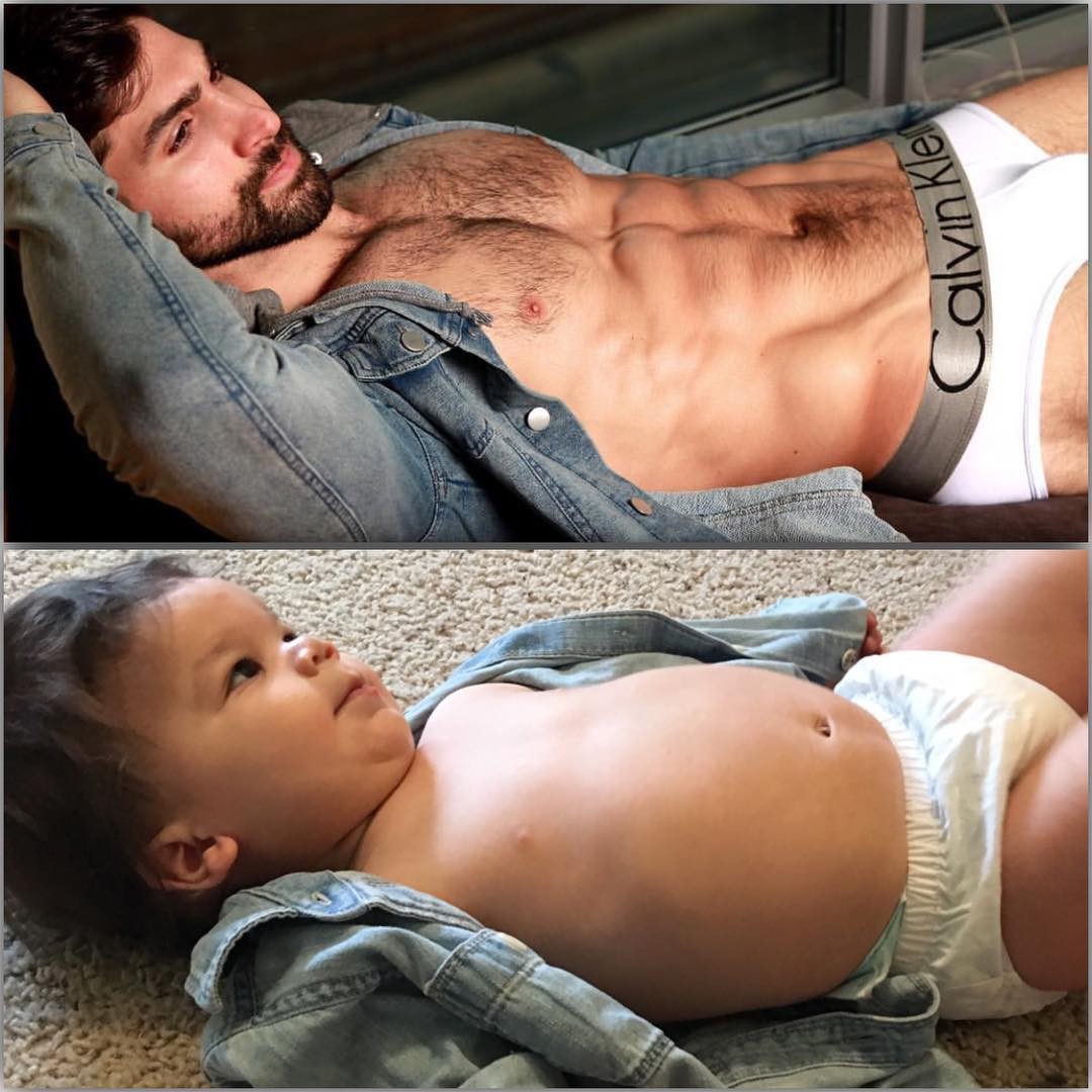 Instagram上便有一個坐擁6.7萬粉絲的帳戶「babyandthebody」以擁有結實身型的壯男以及擁有「啤酒肚」的小男孩作令人爆笑的對比,讓一眾女士無需面對這種幸福的選擇,一次滿足所有慾望!