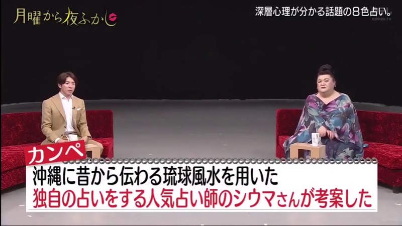 原本主持人松子還覺得這個測驗太膚淺簡單,能只看八色就看得出來你的心理,後來公佈結果時,連她自己都有點嚇到!這次的心理測驗,該節目透露是由沖繩地區一直沿用至今的琉球風水心理測驗提供。在心理測驗開始前,要讓心境平靜,腦海甚麼也不想才可以開始測驗喔~
