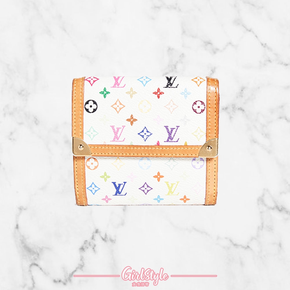 【外國網購名牌錢包】LV的錢包不一定要經典復古的Monogram款才好看,其實近年推出不少山純白配彩色的Monogram花紋,反而更有活力氣息