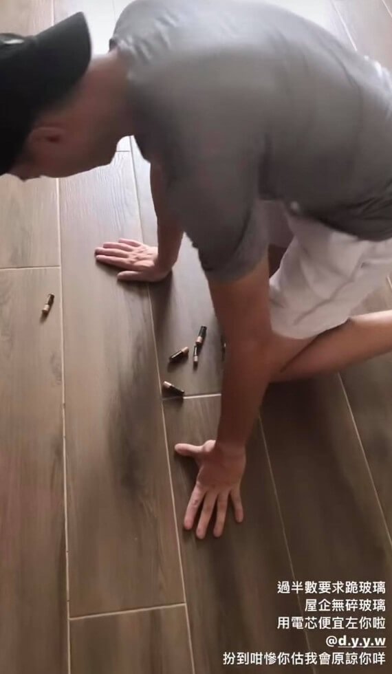 李旻芳就隨即po出IG投票選項，有「認真教」和「跪玻璃」兩個方法供網民選擇，最後過半數支持「跪玻璃」！最後沒有碎玻璃，找來了電芯給老公跪，並指「用電芯便宜咗你啦，扮到咁慘，你估我會原諒你咩？」