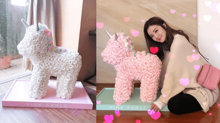 鄧麗欣37歲生日9網民發現的原因,可能是因為曾經不少藝人也有收過這款正版的玫瑰獨角獸,曾經蔡卓妍和袁詠儀也分別在網上分享這隻獨角獸的打卡照。一對比上來,很容易就可以發現貨色有不同。網民其後也紛紛轟炸她的留言表示:「假貨!」,「這隻是假的!假的!假的!請尊重版權!」。