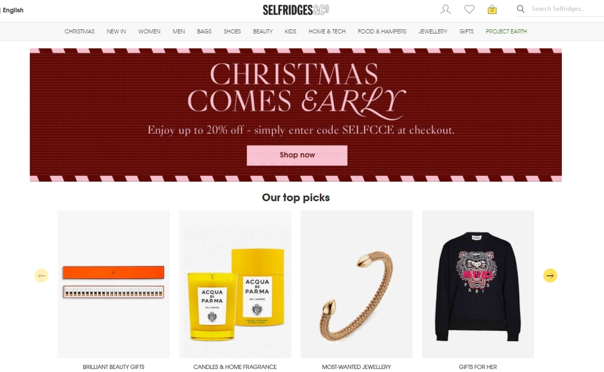 【Black Friday 2020 優惠】這次Selfridges暫時未有任何Black Friday的優惠,反而就有聖誕2020早鳥優惠,在官網顯示由即日起至11月29日只要購買指定產品