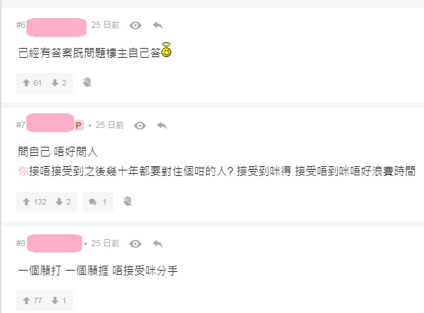 【情侶相處】男女網民都有不同的意見:「你接唔接受到之後幾十年都要對住個咁的人? 接受到咪得,接受唔到咪唔好浪費時間」