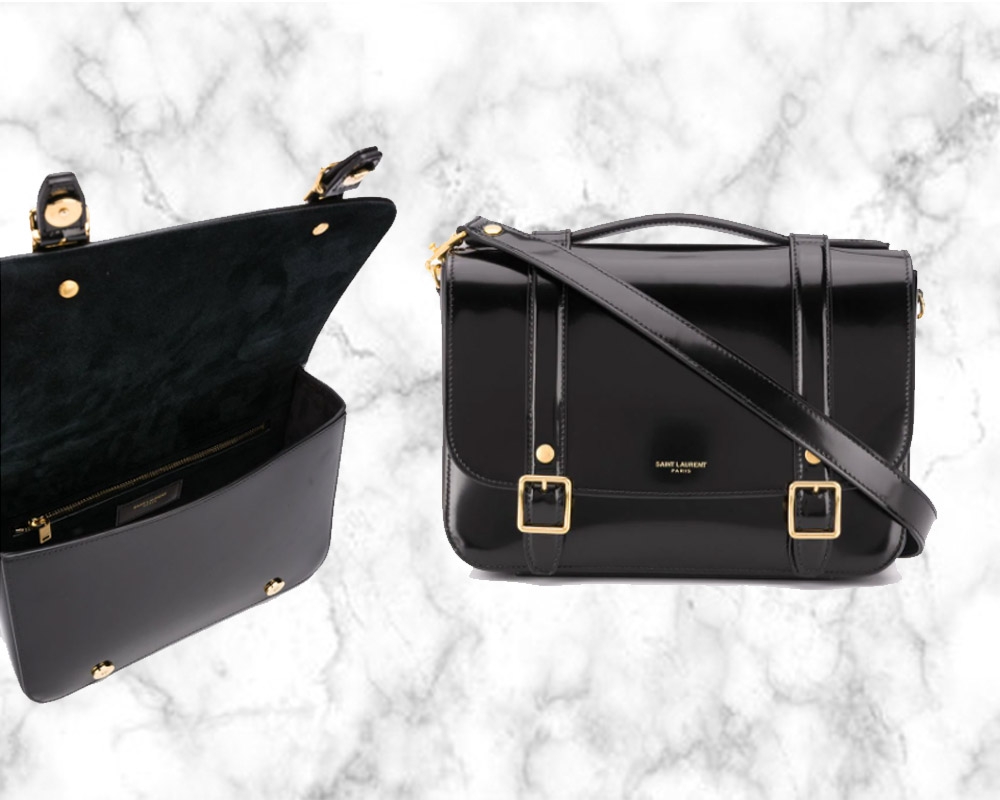Saint Laurent logo-print buckled shoulder bag HK$13,200 8折優惠價HK$10,560